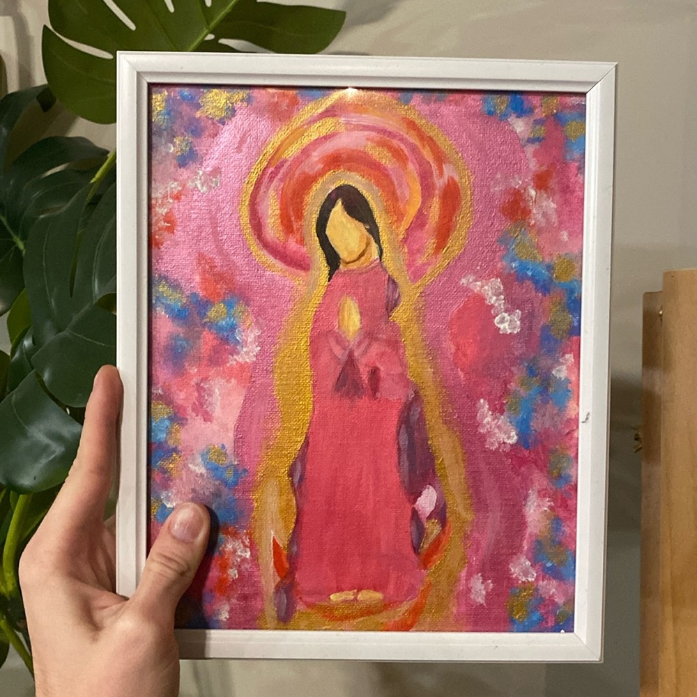 Hand Painted Virgin Mary Artwork (Includes Frame)